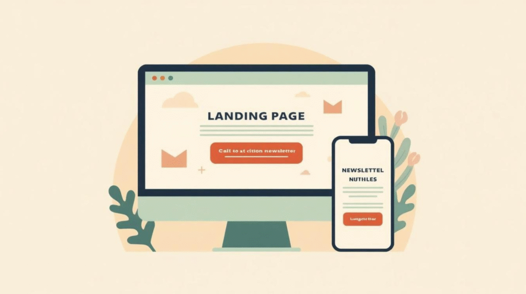 Desktop e smartphone con landing page e CTA copywriting etico